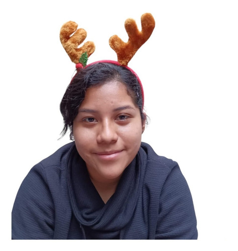 Diadema Orejas De Reno Peluche Fiestas De Navidad Color Café