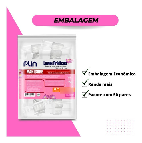 Luvas Práticas Com Emoliente Para Cutícula - 50 Pares