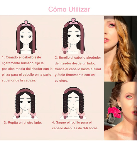 Rizos Sin Calor Cabello Largo, Rizador De Cabello Sin Calor