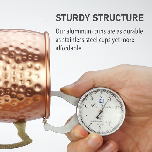 Juego De Tazas Moscow Mule De Cobre Martillado Anodizado De