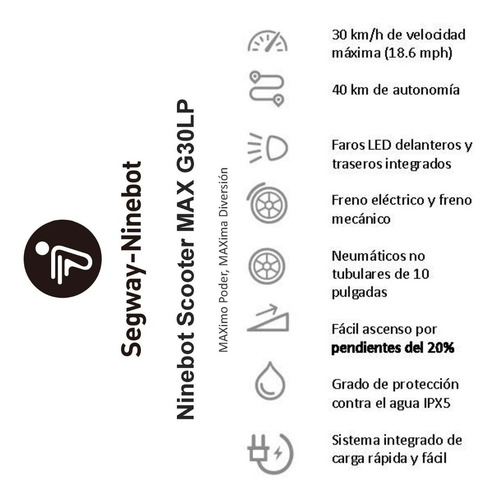 Monopatín Segway Max G30lp Scooter Eléctrico Ninebot