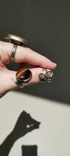 Anillo Labradorita En Alpaca Regulable Cinta