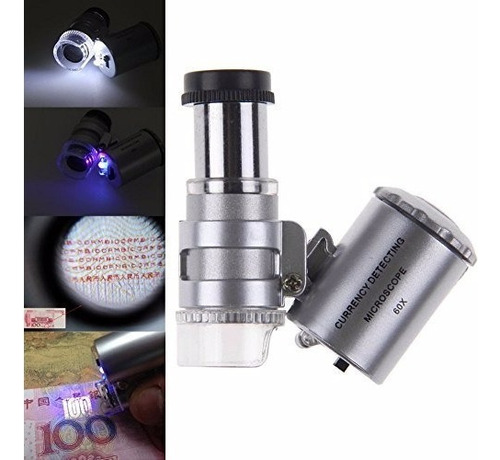 Microscopio  Lupa De Bolsillo Luz Led/uv 60x