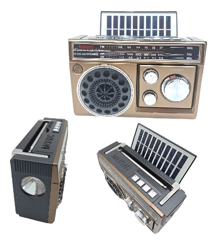 Radio Retro Dial Recargable Am/fm/sw Mp3 Microsd Solar