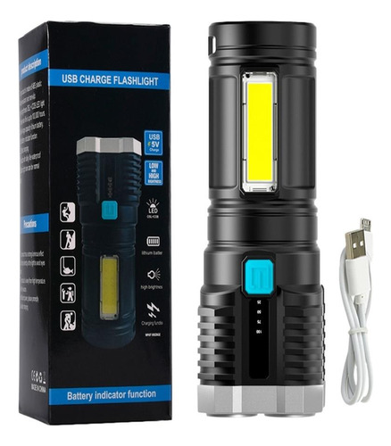 Lanterna Led Recarregável Usb Tatica Longo Alcance L-19