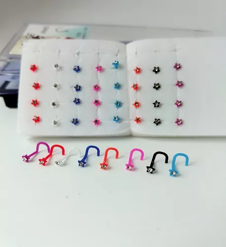 Piercing Nariz torto Aço Kit c/40 Unidades Colorido Exclusivo