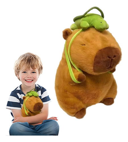 Peluche Capibara Juguetes De Bebe Con Mochila Tortugas 23cm