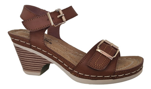 Sandalias Mujer Comodas Con Tacon Primavera Verano Café 3077