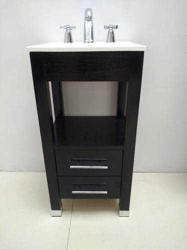 Imagen 2 de 5 de Vanitory 40cm Ancho Color Wengue C/2 Cajones Barrita