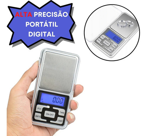 Mini Balança Digital De Bolso E Alta Precisão 0,1g Até 500g Capacidade máxima 0.5 kg Cor Balança Digital Prata