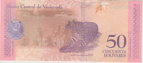 Imagen 4 de 4 de Billete Venezuela 50 Bolívares Enero 2018 C8 Unc