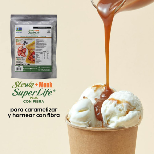 Stevia Super Life Plus 2 Kg Con Fibra Y Fruta Monje