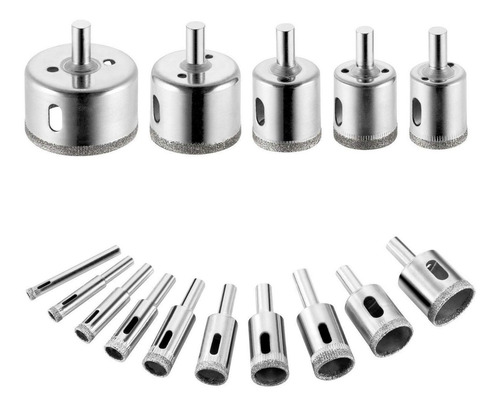 Imagen 1 de 2 de Set Brocas Diamantadas 15 Unidades De 6 - 50 Mm
