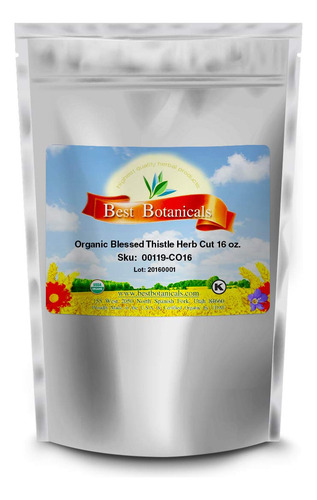 Hierba Cardo Bendito Orgánico Best Botanicals, Cortada 454 G