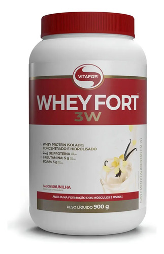 Suplemento en pó Whey Fort 3W Vitafor 900g Proteínas Sabor Cookies & Cream
