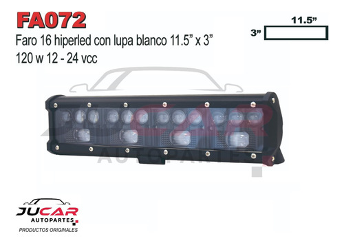 Barra 16hiperled Blco C/lupa Fondo/ngo 11 1/2plgx3pLG 12/24v