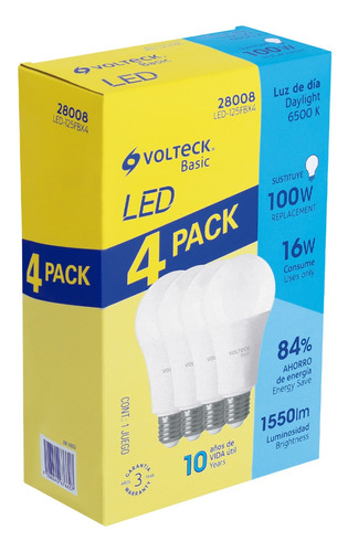 Focos Ahorradores Pack De 4 Lámparas De Led 16 W Luz De Día