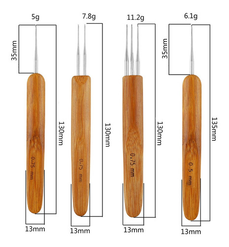 7 Ganchos De Ganchillo Para Rastas Para El Cabello, De