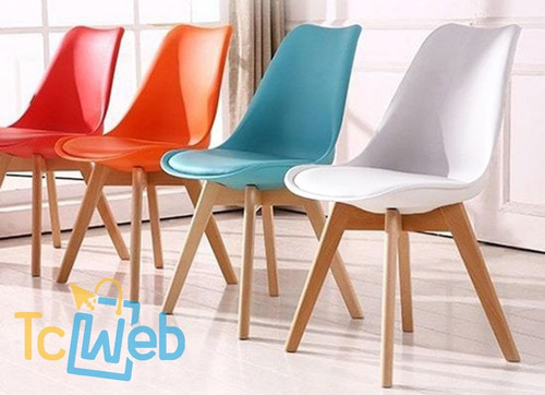 Imagen 3 de 6 de Silla Eames Acolchonada Con Patas Madera Maciza Tcweb