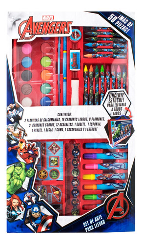 Set De Arte Marvel Avengers Plumones, Crayolas, Acuarelas