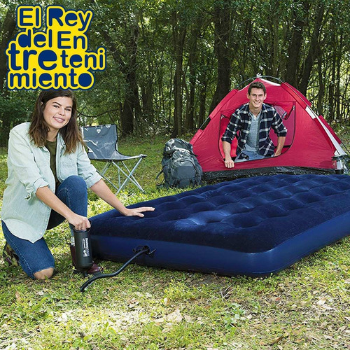 Imagen 7 de 8 de Colchón Inflable Bestway 2 Plazas Camping + Inflador El Rey