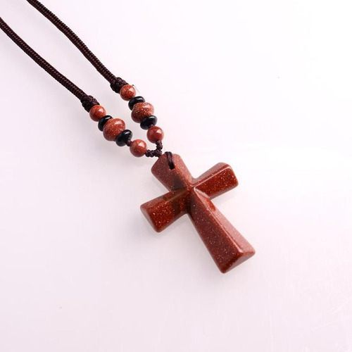 Collar Con Colgante De Piedra Natural En Forma De  Goldstone