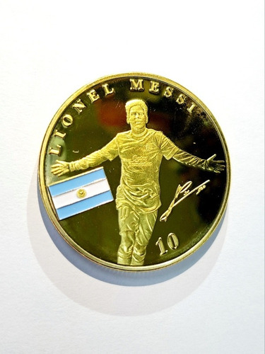Moneda Lionel Messi Barcelona Número 10 Chapada En Oro