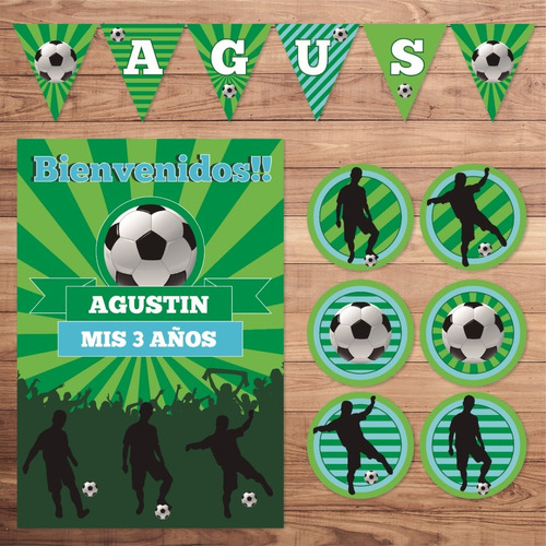 Mini Kit Imprimible Futbol Verde Y Celeste Deco Party 