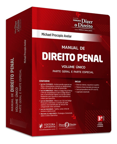 Manual De Direito Penal - Volume Único - Parte Geral E Parte Especial (2024) - Conforme Lei 14.81124