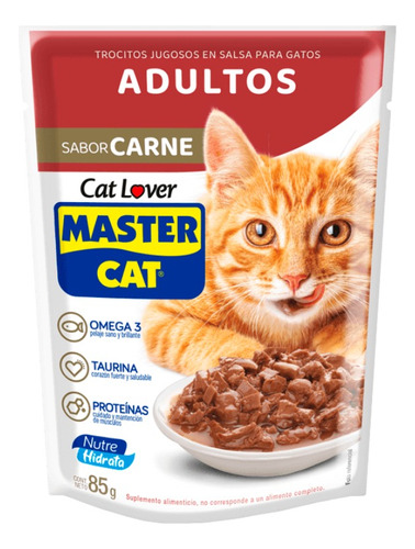 Pack 20 Sachet Master Cat Gato Adulto Carne 85g