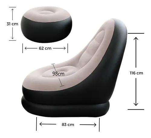 Sofá Inflable Con Mini Puff Para Pies