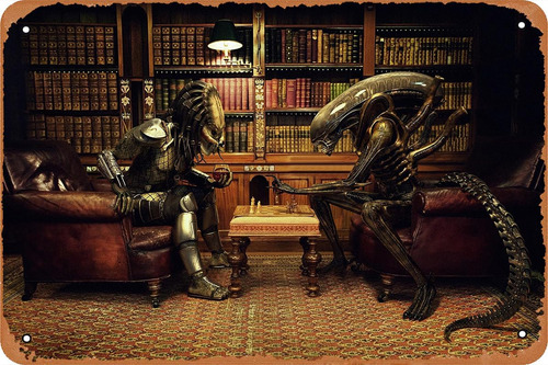 Alien Vs Predator Play Chess Fun Poster Vintage Cartel De Ch
