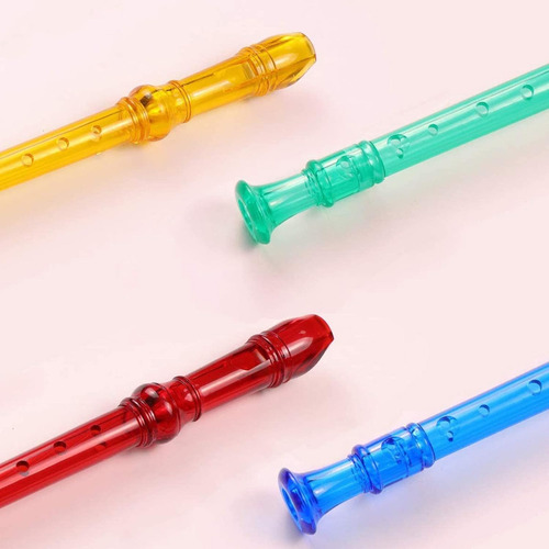 Flauta Dulce Musical Escolar Soprano Con Limpiador 3 Piezas Color Mixto Al Azar