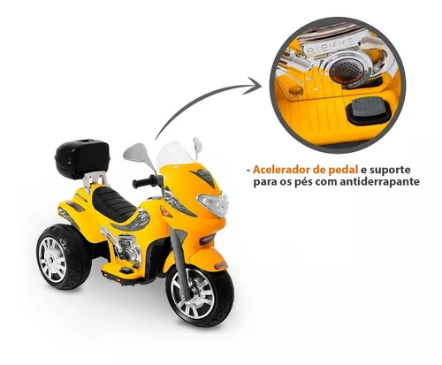 Moto Eletrica Infantil Grande Sprint Turbo Amarela 12v no Shoptime