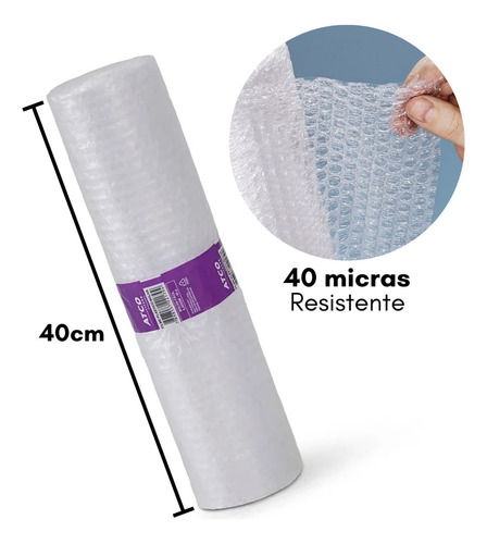 Plastico Bolha - Bobina 40cmx5m - 40micras Grosso -reforçado