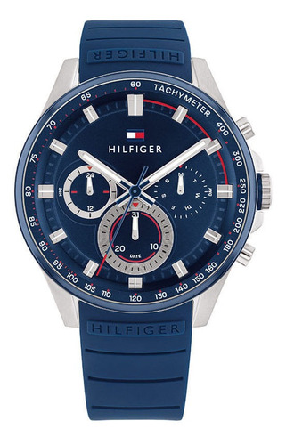 Reloj Tommy Hilfiger Para Hombre 1791970 Color de la malla Azul marino Color del bisel Azul marino Color del fondo Azul marino