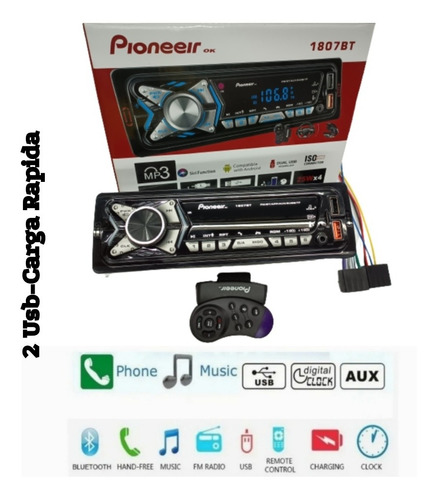 Reproductor De Carro  Bluetooth 7 Colores, Usb, Sd...