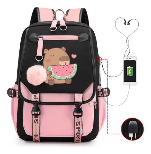 Mochila Escolar De Ocio Multifuncional Con Interfaz Usb Impr