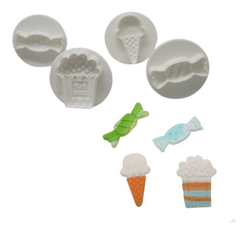 Cortadores De Reposteria Push Print Dulces X4 Piezas