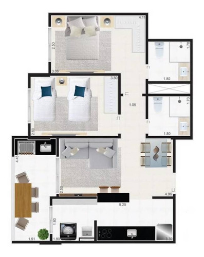 Imagem 7 de 11 de Apartamento, 2 Dorms Com 67.55 M² - Jardim Praia Grande - Mongagua - Ref.: Ctm727 - Ctm727