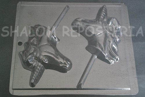 Imagen 1 de 4 de * Molde Paletas De Chocolate 2 Caras Unicornio Perfil Gdes