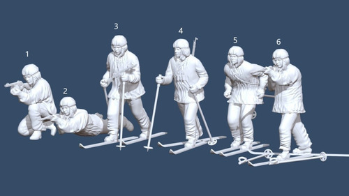 Soldado Ruso Esquiando Ww1, Escala 1/16 (12cm), Color Blanco