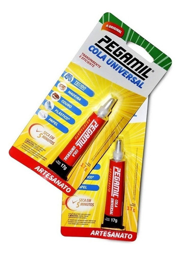 Kit 2 Cola Pegamil 17g Tecido Papel Madeira Couro Plástico