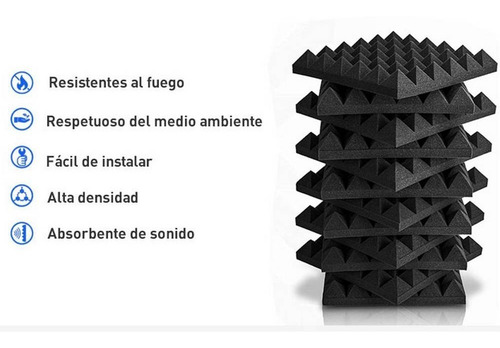 Imagen 4 de 5 de Panel Acústico Piramidal 3d Espuma Acústica Para Estudio