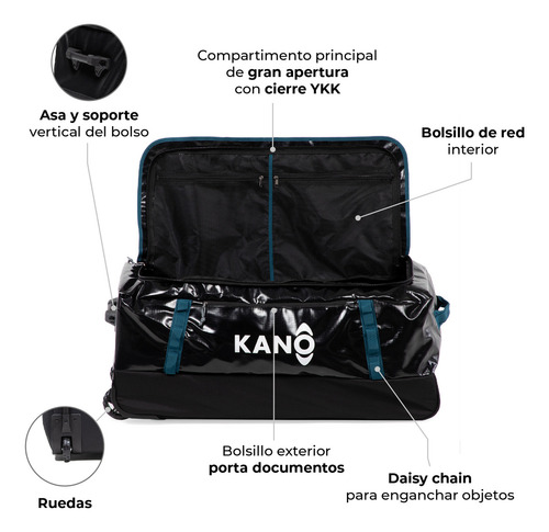 Bolso De Viaje Con Ruedas Kano Outdoor Camping 100l Negro