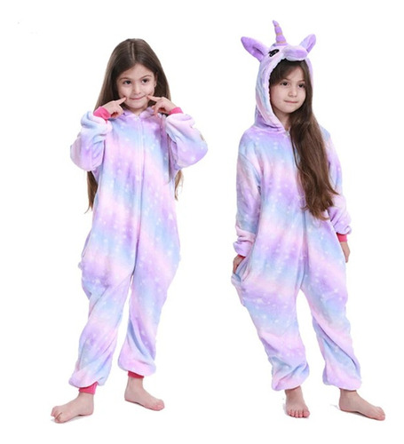 Pijama Disfraz Mameluco Unicornio Glitter Plush Abrigado 