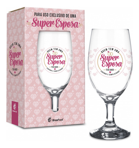 Taça Cerveja Chopp 330ml Windsor Familia - Super Esposa Cor Rosa