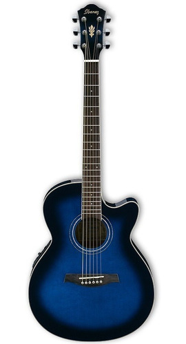 Guitarra Electroacustica Ibanez Aeg6 Azul Cuerdas De Metal