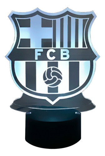 Lámpara De Mesa 3d Barcelona Fútbol Club Negra +pilas