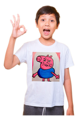 Playera Blanca Para Niños, Estampado Personaje Momazo Peppa.